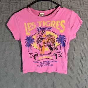 Urban Outfitters T-Shirt Girls Size Medium Pink Les Tiger 100% Cotton